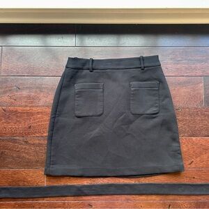 LOFT Black Mini Skirt with Front Patch Pockets